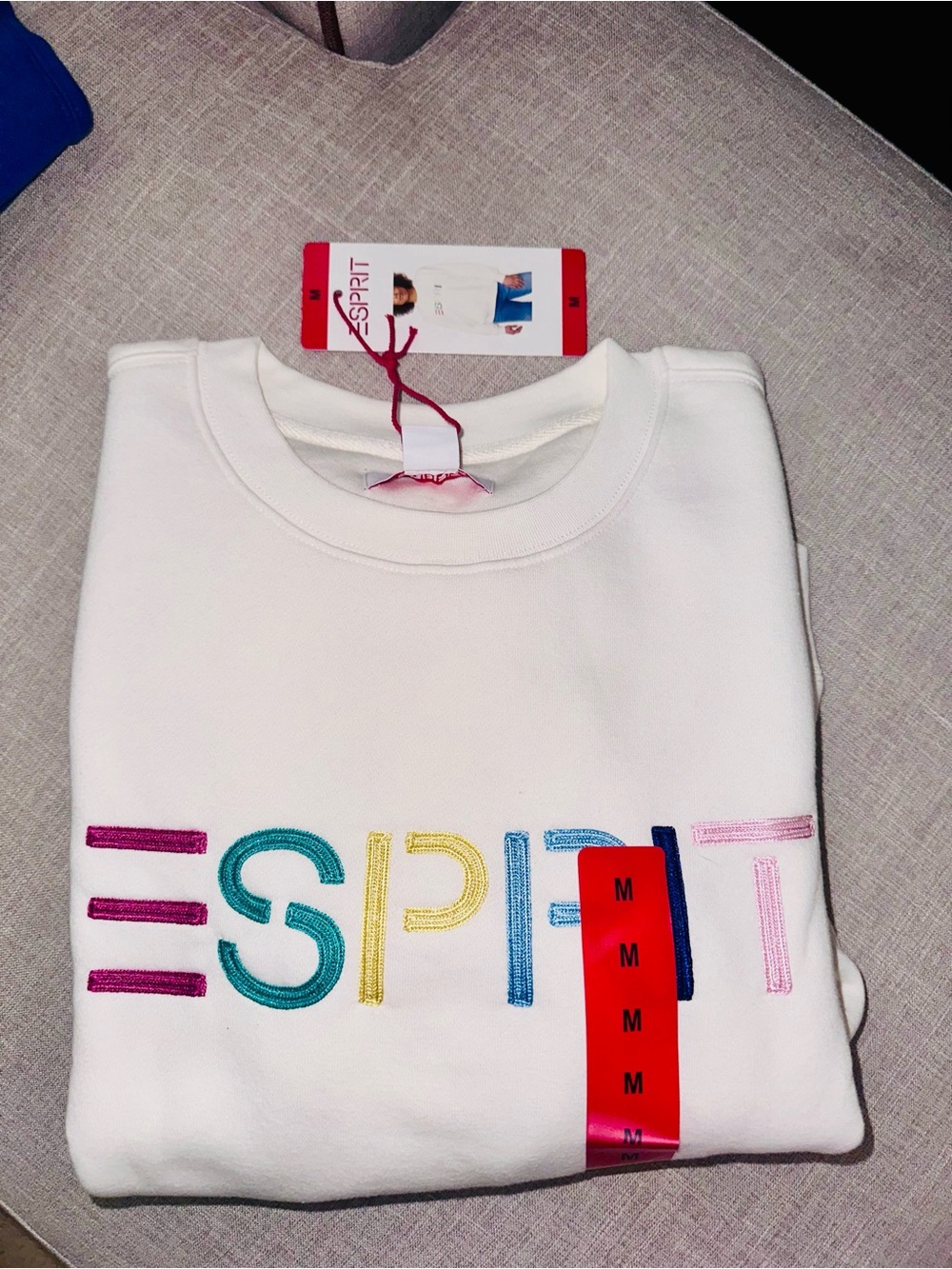 Esprit Cream Sweatshirt with Multicolor Embroidered Logo - Picture 2 of 4